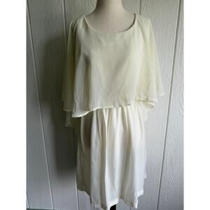 Molly Bracken Cream Chiffon Cape Dress M NWT Layered Boho Bridal Shower